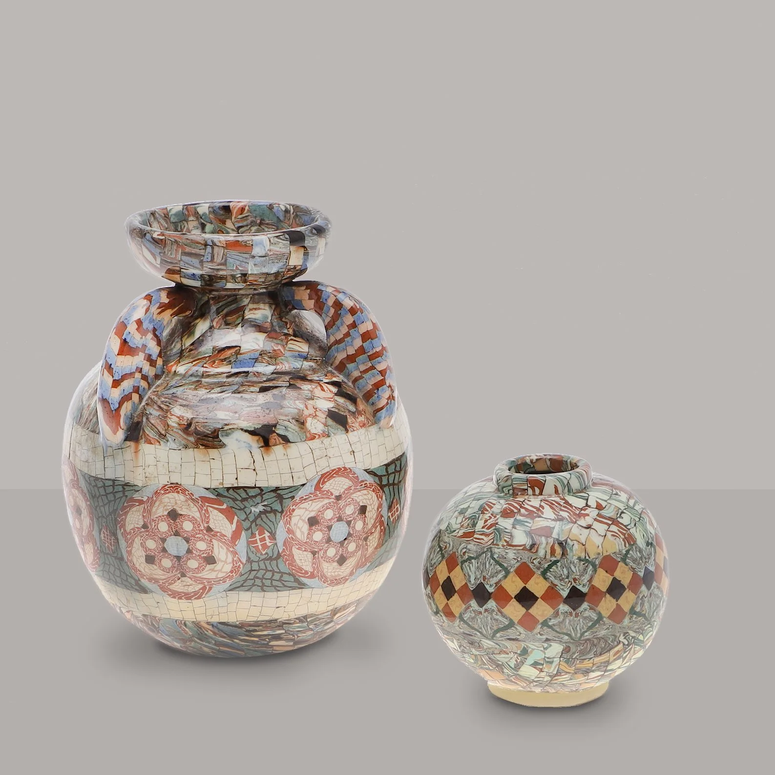 Two Vallauris Clay Mosaic Vases, by Jean Gerbino — Relic London